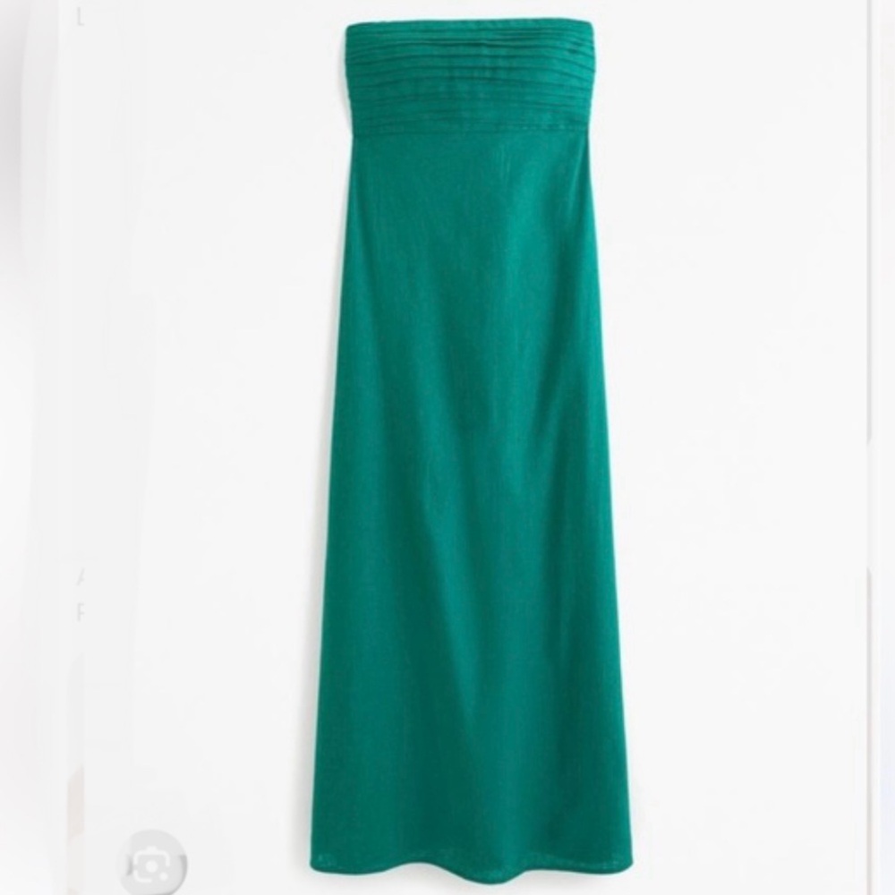 Abercrombie & Fitch | Emerald Emerson Strapless Linen  Maxi Dress,Size MP- NWOT